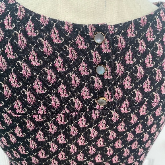 Maeve Anthropologie Pink Black Paisley Shift Dress Sz Small Short Sleeve Midi - Picture 8 of 15